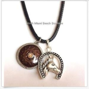 Silver Horse Necklace Horseshoe Country Western
